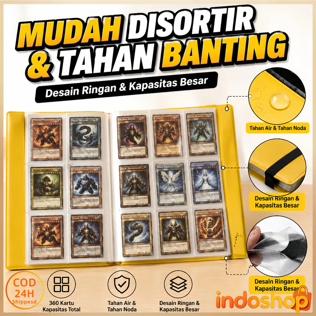 Album Kartu 9 Pocket Strap Binder 360pcs A4 Premium Untuk Koleksi TCG CCG Pokemon Yugioh OP MTG Phot