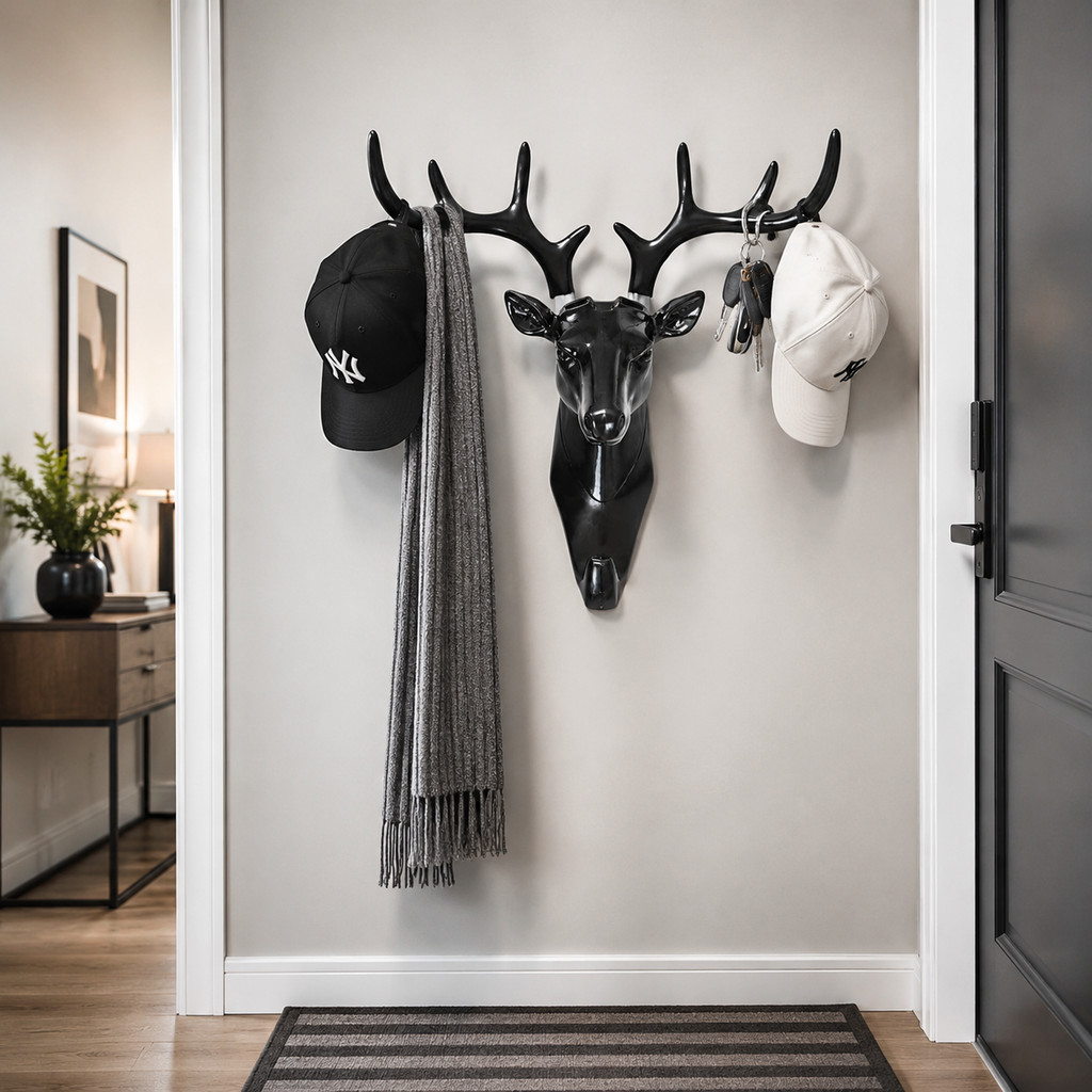 Hanger Gantungan Kunci Dinding Tanduk Rusa Doe Deer Key Hooks Stand Hook Dekorasi Pajangan Gantung V