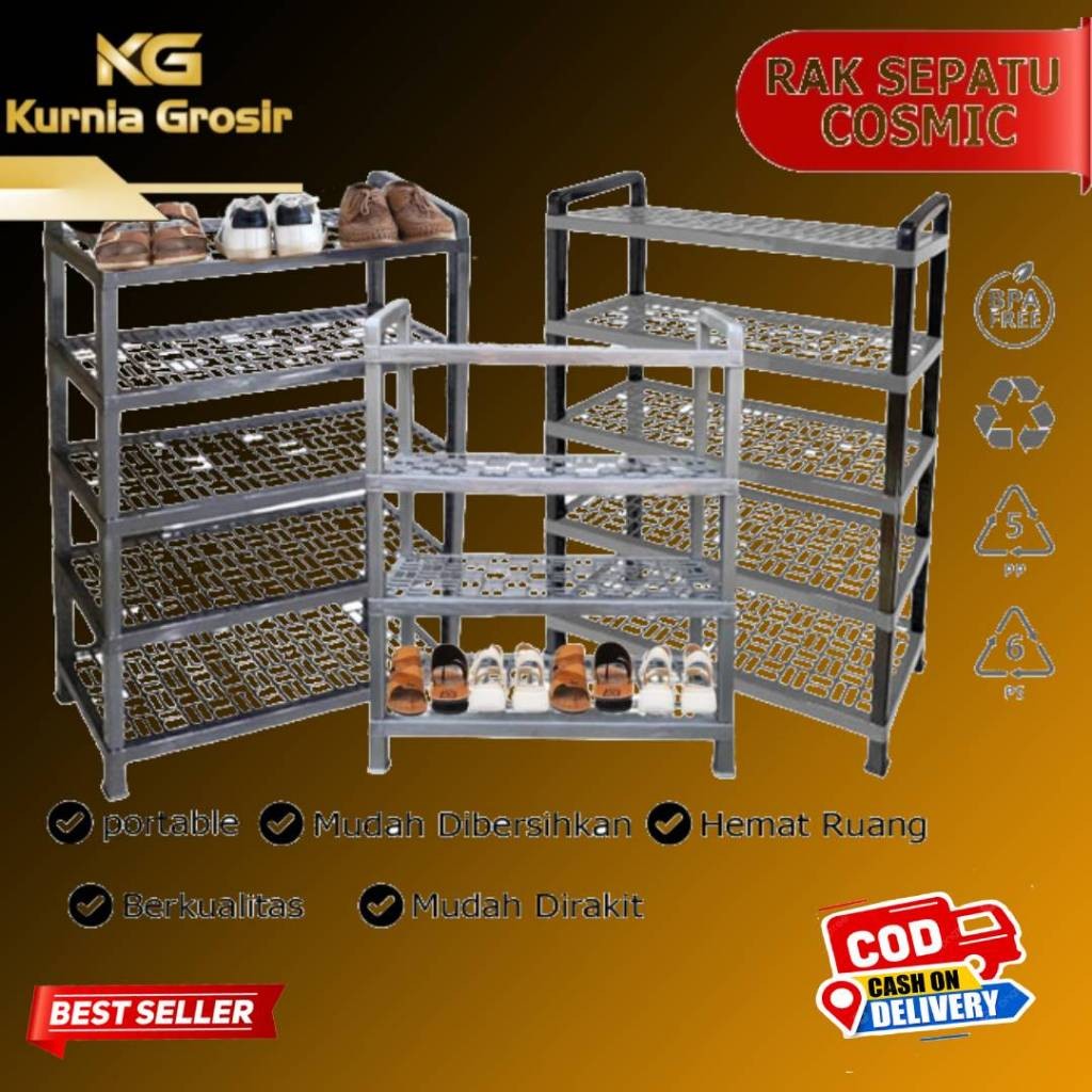 New RAK SEPATU COSMIC 5 SUSUN / 4 SUSUN CALISTA / TEMPAT PENYIMPANA SEPATU SANDAL CALISTA PLASTIC