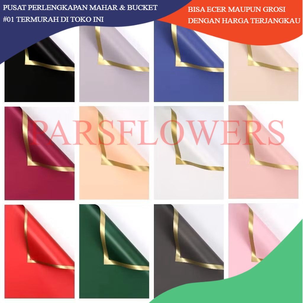 

PARSFLOWERS Cellophane List Gold SOLID Flower Wrapping Paper Kertas Buket Bunga Non Transculent