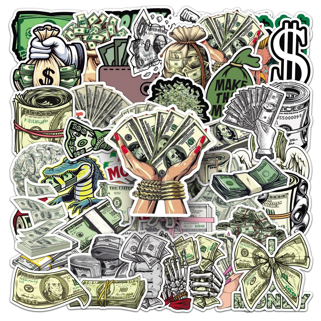 

10/30/50PCS Cartoon Dollar Money Symbol Creative Sticker DIY Decoration Waterproof Skateboard Notebook Graffiti Toy