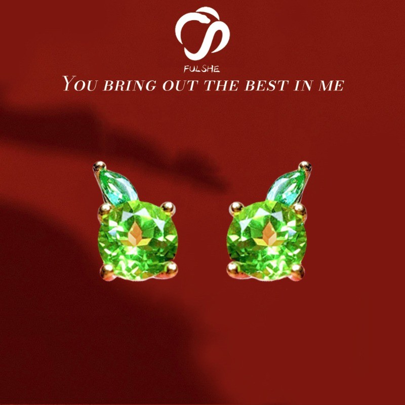 FULSHE Anting Mini Emas Kuning Hijau Apel Kecil Warna-warni Wanita
