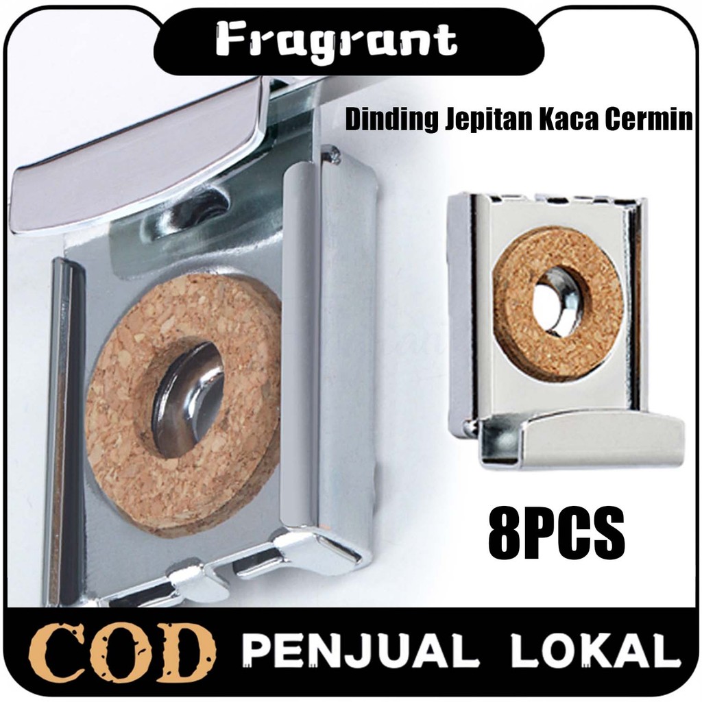 【Produk Baru】Set 8pcs Bracket Penjepit Cermin Kaca Klip Gantungan Universal untuk Dinding Kamar Mand