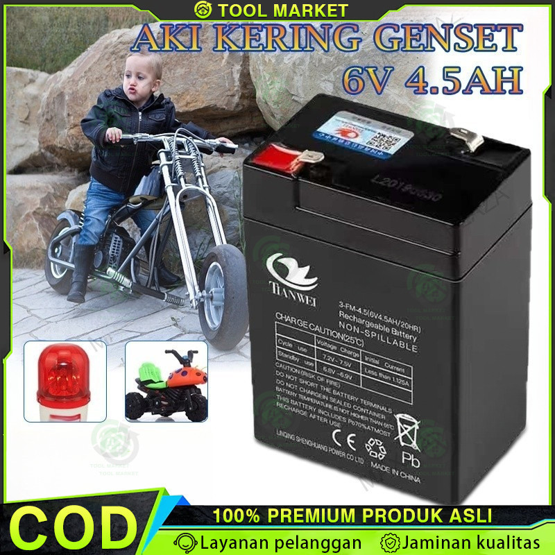 Baterai Aki Kering  6V 4,5Ah +level Baterai  UPS Battery Lampu Emergency/Aki Kering Sprayer Elektrik