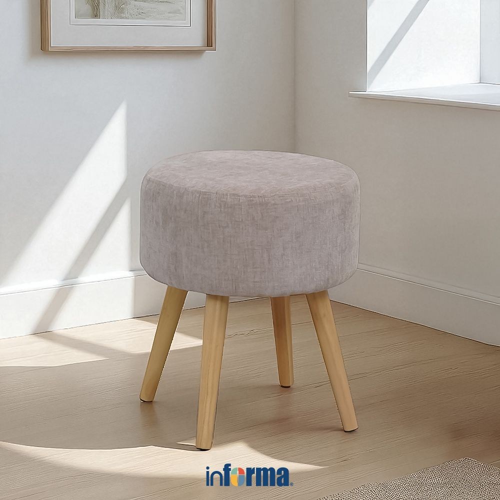 Informa Bia Bangku Fabric - Krem Beige Barstool Bar Stool Bangku Minimalis Modern Kursi Kecil Tempat
