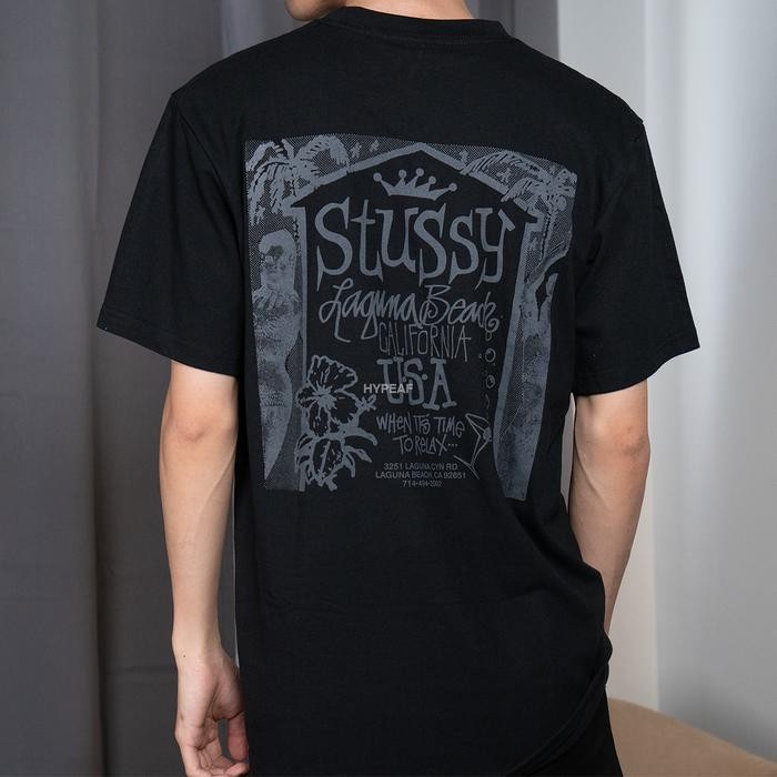 (COD) STUSSY Beach House Pigment Dyed Tshirt Tee Authentic / Baju Kaos STUSSY Original - Black, M