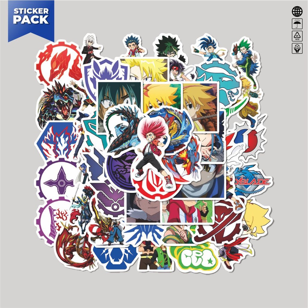 

[100PCS]Stiker Pack Stiker Anime Beyblade V1 Aesthetic Vinyl Anti Air Dekorasi Sticker Laptop Buku Journal Koper Helm Casing HP Gitar Helm Skateboard