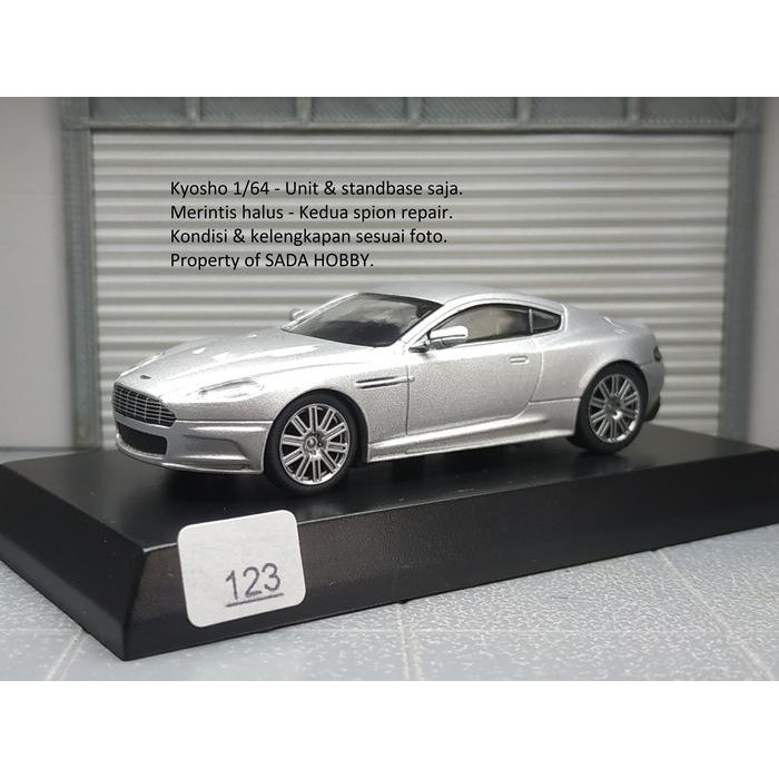 Diecast Kyosho 1/64 Aston Martin DBS Coupe Silver Unit & Standbase Saja