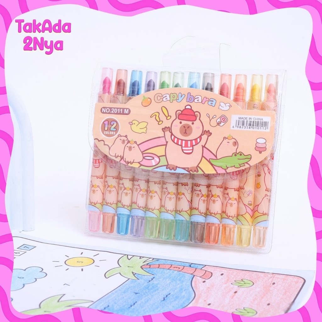 

Crayon Twist Mini Capybara 12 Warna Krayon Putar 1 Set Mewarnai Melatih Motorik Halus Anak Kapibara Menggambar Murah