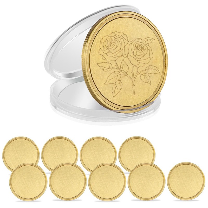

10PCS Laser Engraving Blanks Brass Coin Blanks Metal Engraving Blank Coins 40Mm With Acrylic Protection Box