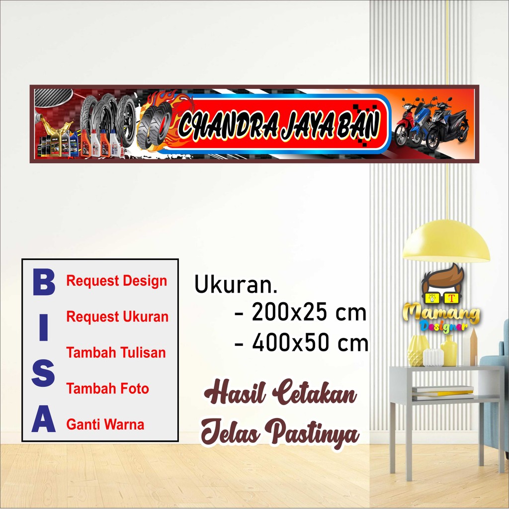Backdrop Spanduk Banner Toko Ban Motor Bagus Tebal