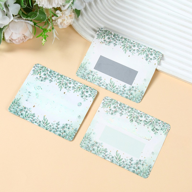 

20pcs Green Leaf Scratch Fun Card Creative DIY Lucky Scratch Self-made Handwritten Lottery Sticker Wedding Party Supplies Decor