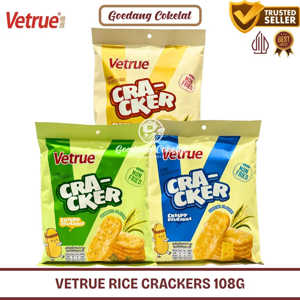 

Vetrue Rice Crackers Original Seaweed Cheese 108g Krekers Beras Aneka Rasa