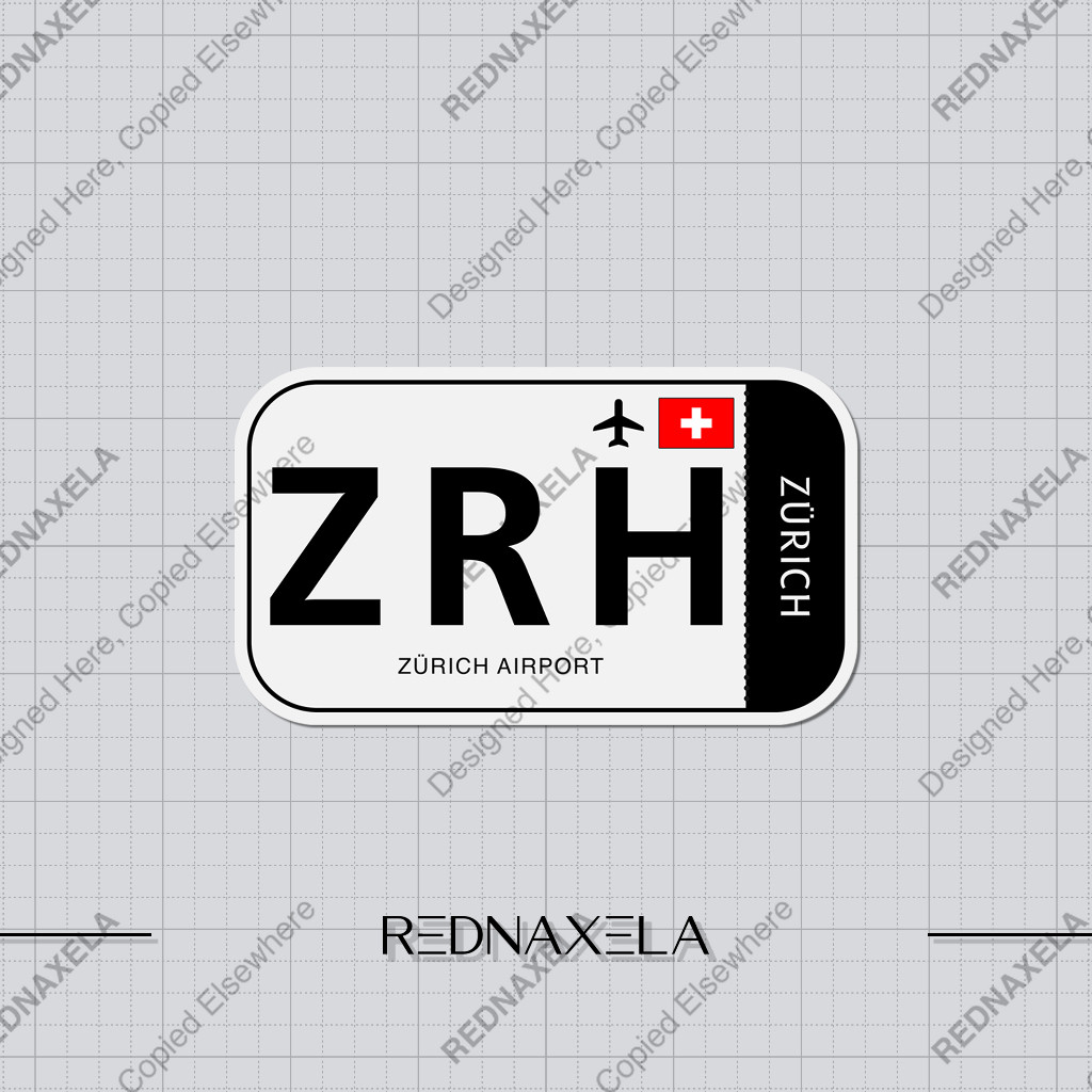 

Stiker Vinyl Zürich Airport Code ZRH Sign Sticker