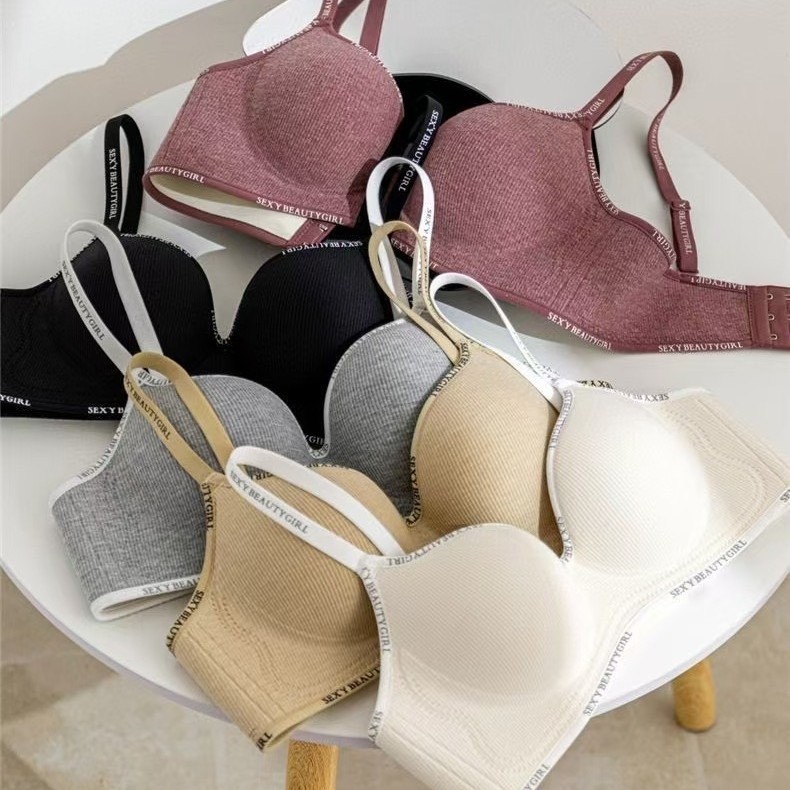 Vixday Shopee -Bra motif garis lurus Push Up Style Senam Zumba Yoga Pakaian Dalam Wanita Lembut Bra1