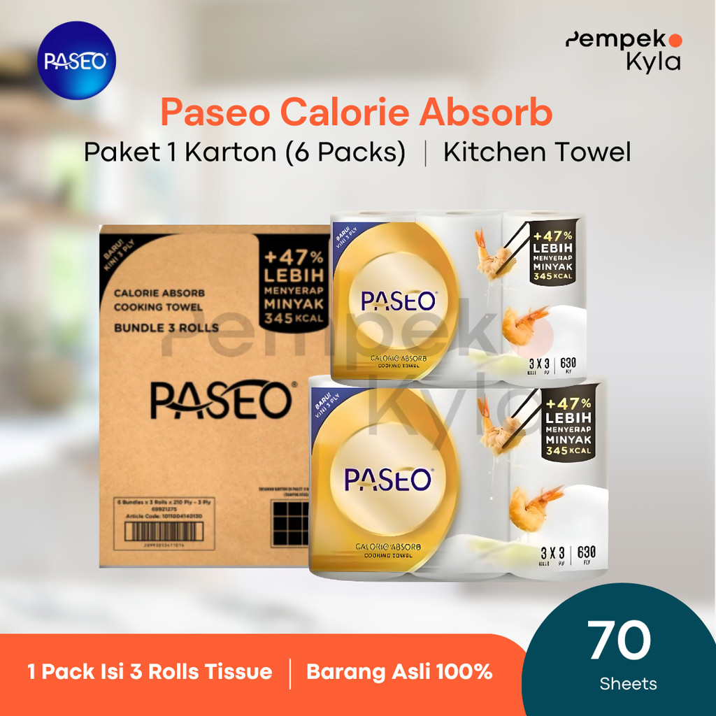 Tissue Kitchen Paseo 1 Karton Isi 6 Packs (18 rolls)/Tissue Dapur Paseo Tissue Kitchen
