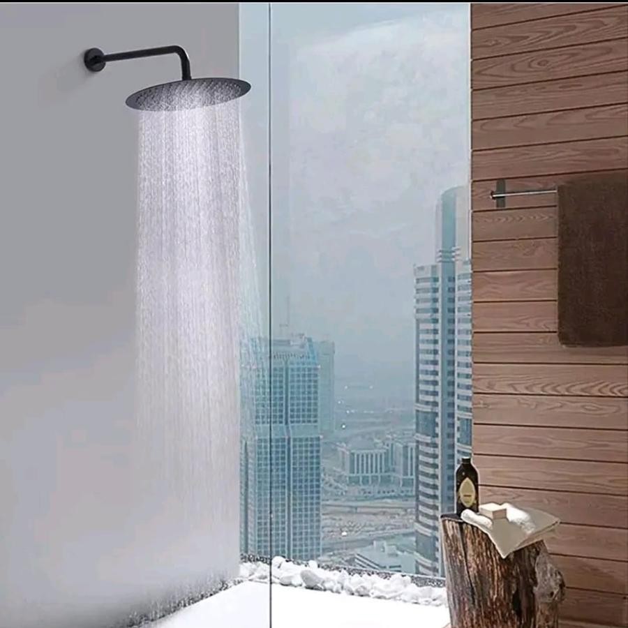 Wall shower bulat hitam / Head shower / kepala shower tanam