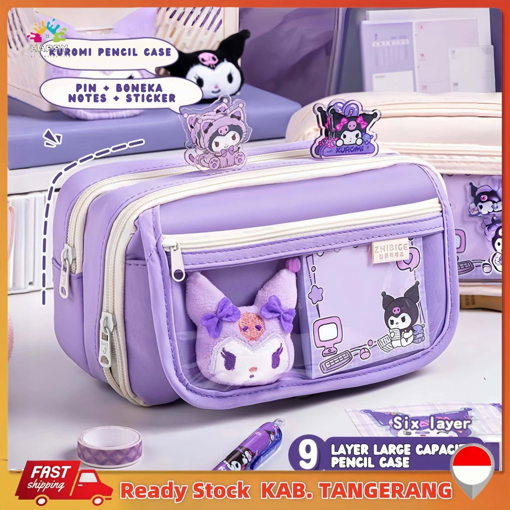 

Kuromi Tas Tempat Pencil Tas Pensil Kapasitas Besar Tempat Transparan Ungu Multifungsi