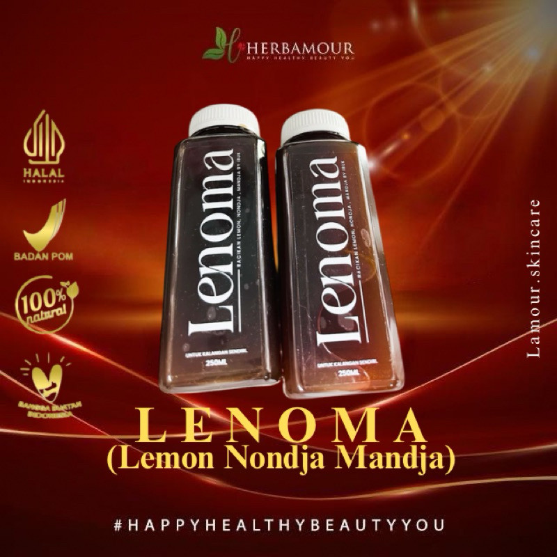 

LENOMA By Herbalov (Lemon, Nondja, Mandja) - Minuman Ekstrak Buah Noni/Mengkudu atau Nondja yang sudah dicampur dengan Pure Lemon dan Madu Mandja