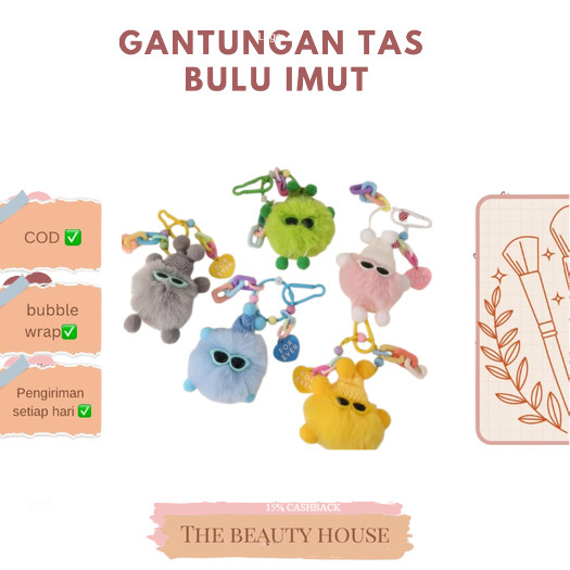 GANTUNGAN TAS BULU LUCU /AKSESORIS TAS