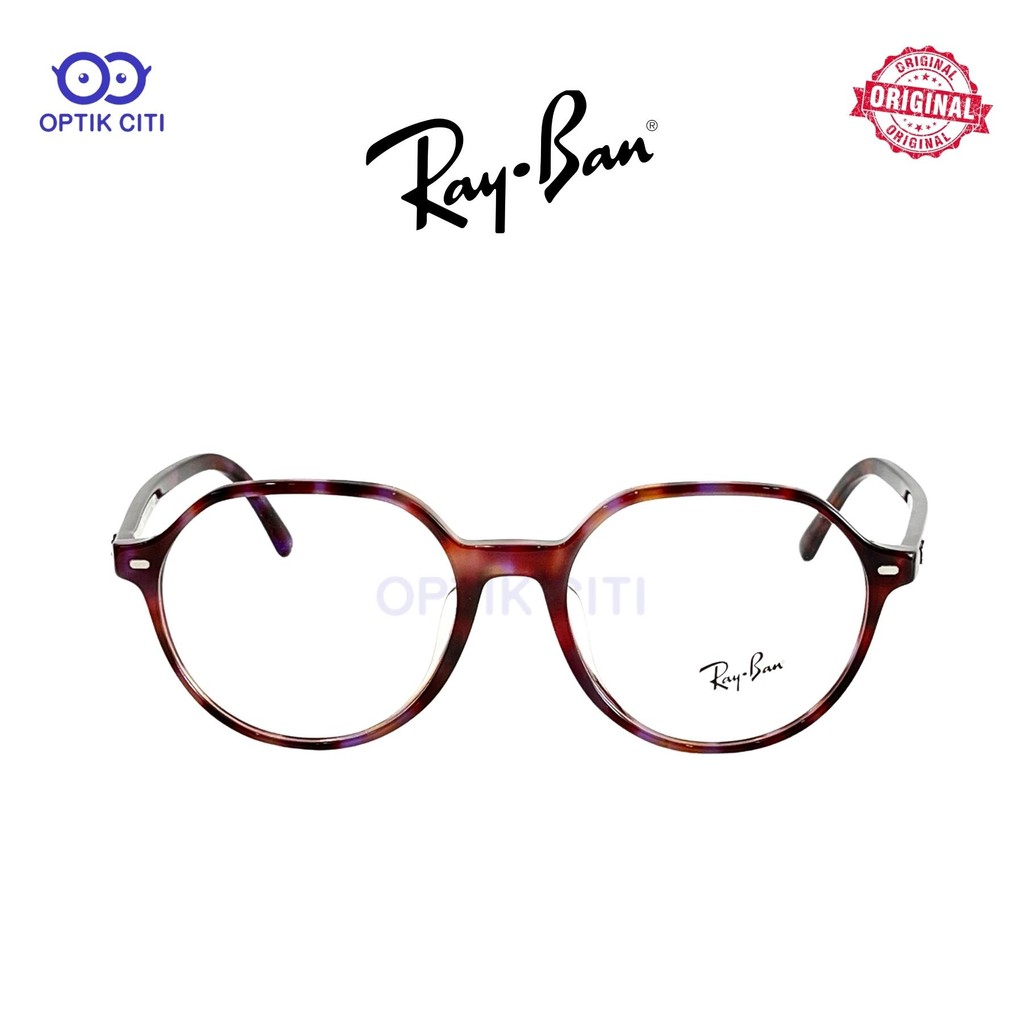 Frame Kacamata Pria Wanita Original Rayban RB 5395 - F -  THALIA - Brown and Violet Havana (8175)