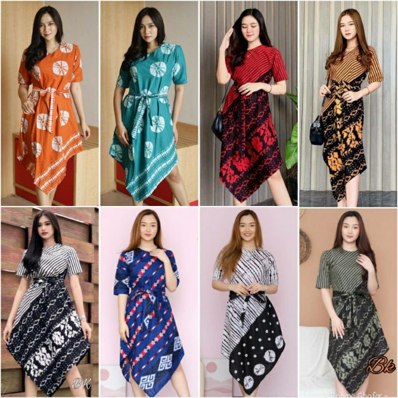 PROMO BATIK MODERN DRESS BATIK WANITA LENGAN PENDEK MODEL LANCIP