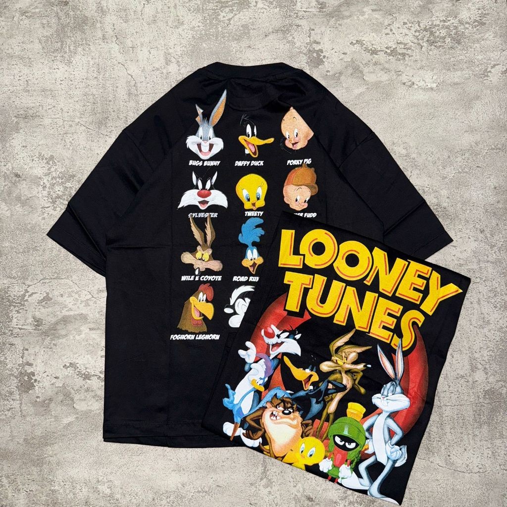 HOT Baju Kaos Pull&Bear Oversize Loney Tunes - T Shirt Loney Tunes Oversized Black 20s