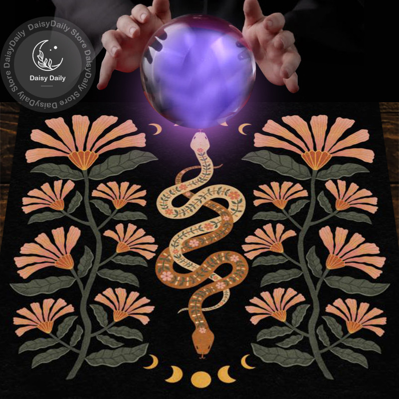 

Snake Plant Moon Flower Altar Cloth Alter Tarot for Spread Tarot Reading Tarot Spread Cloth Game Card Pad