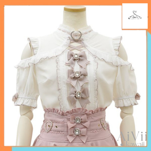 Baju Cewek Korean Style 【AiVii】ATASAN BLOUSE DUPE LIZ LISA OFF SHOUDER JIRAI KEI CHOKER LACE LENGAN 