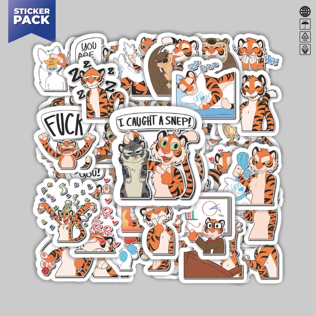

[100PCS]Stiker Pack Stiker Funny Character Tora San The Tiger Aesthetic Vinyl Anti Air Dekorasi Sticker Laptop Buku Journal Koper Helm Casing HP Gitar Helm Skateboard