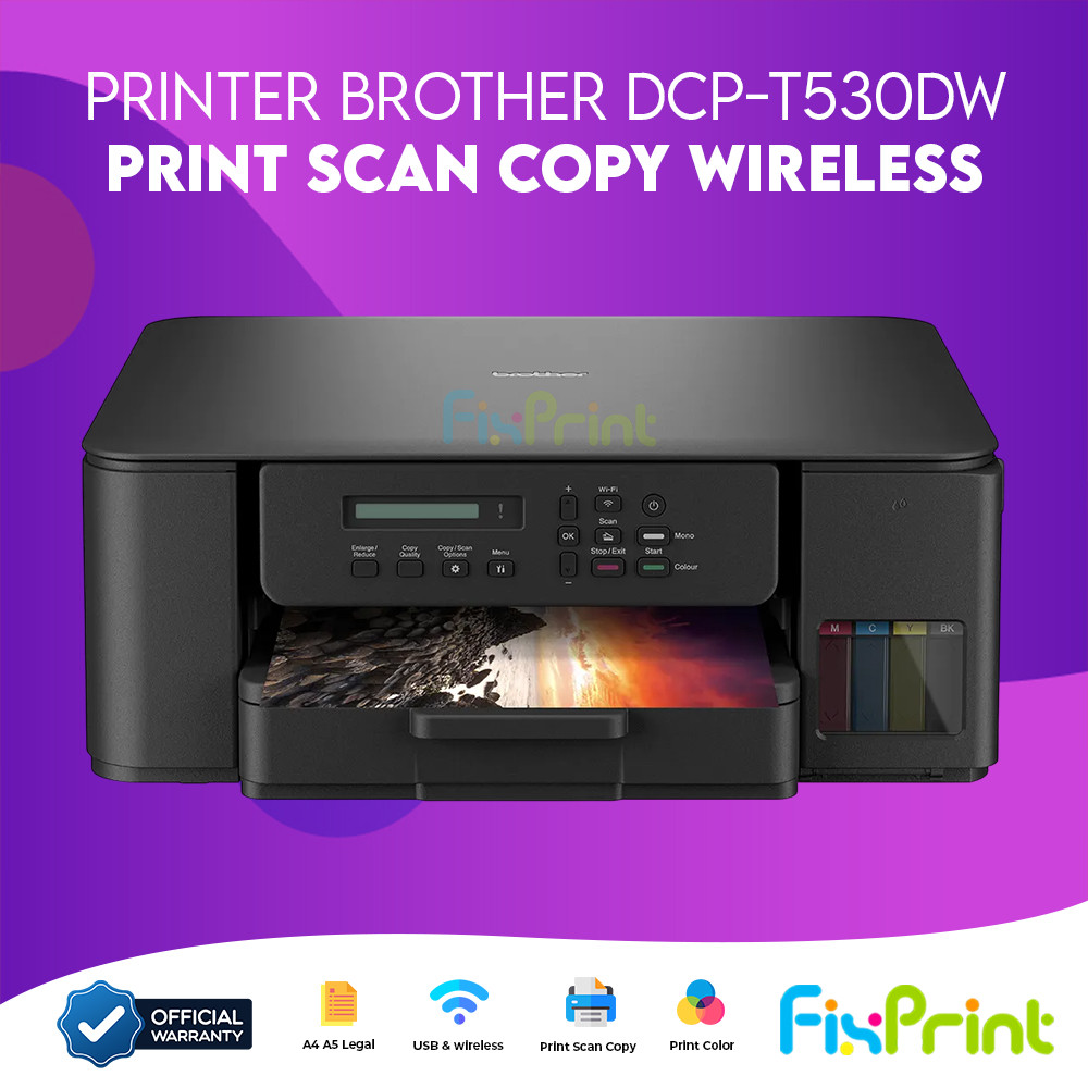 FixPrint Printer Brother DCP-T530DW Print Scan Copy All In One Wireless Duplex A4 Bergaransi New Pen