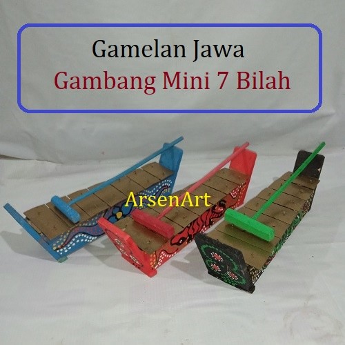 $% Gamelan Jawa Gambang Mini 7 Bilah Motif Painting Mainan Anak Free Alat Pemukul (tabuh)