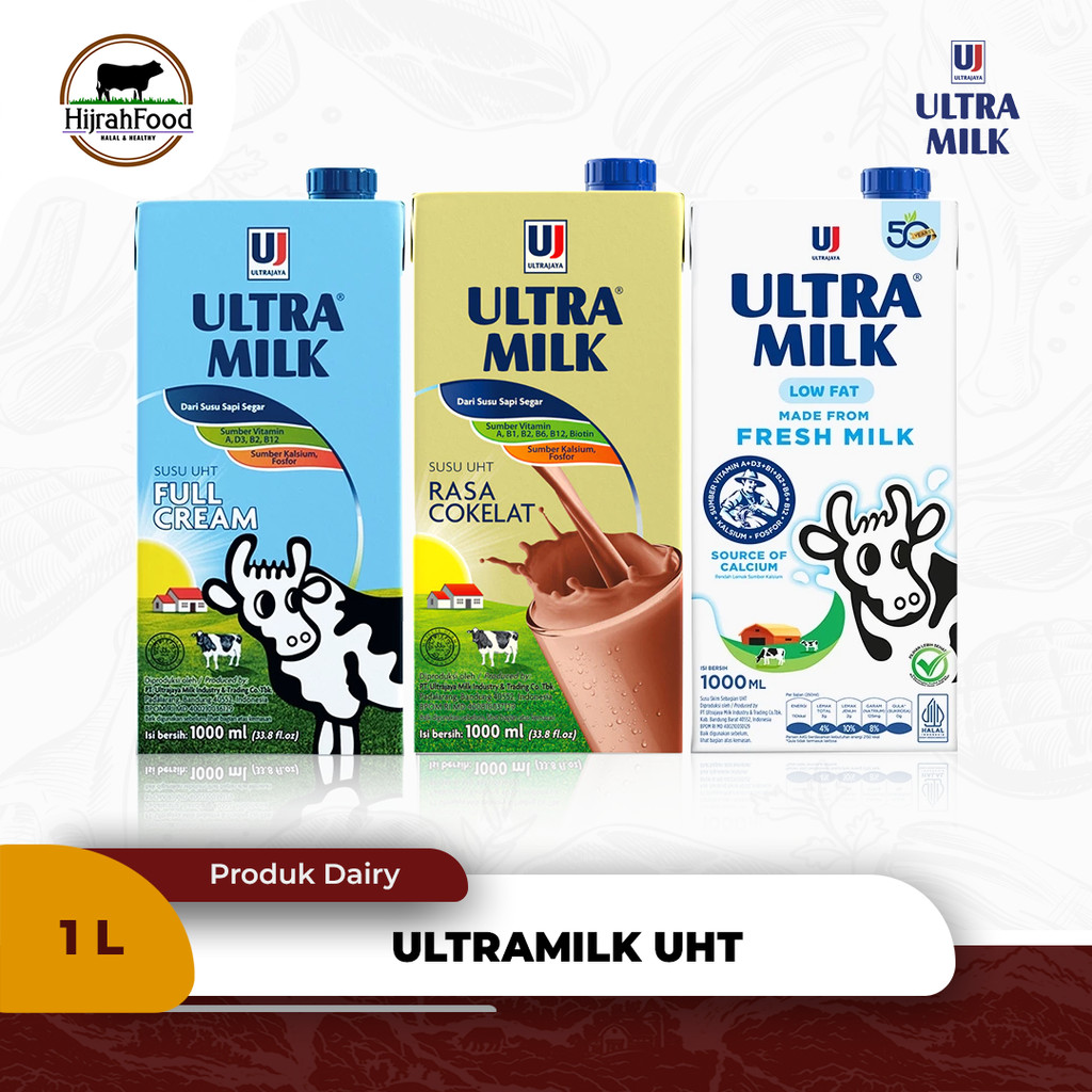 

Ultra Milk Susu UHT Full Cream / Cokelat / Low Fat 1 Liter