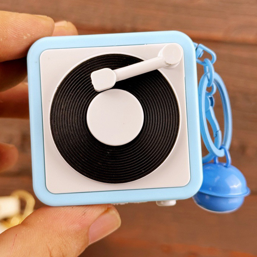Owl Store - Gantungan Kunci Liontin Rekaman Kotak Musik Mini Retro Gramophone Keychain Hadiah Ulang