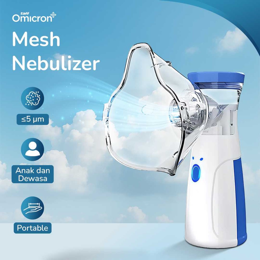 TaffOmicron Nebulizer Uap Portable Alat Terapi Pernapasan Mesh Batuk Pilek Anak
