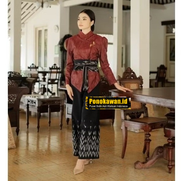 Kebaya janggan one set celana batik tenun wanita kondangan wisuda pesta modern jumbo premium gadis k