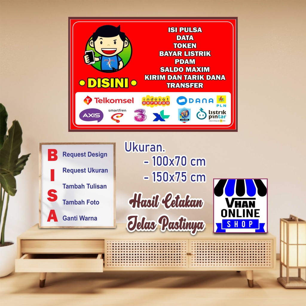 Cetak Banner Spanduk Konter Isi Pulsa Keren Bisa Ubah