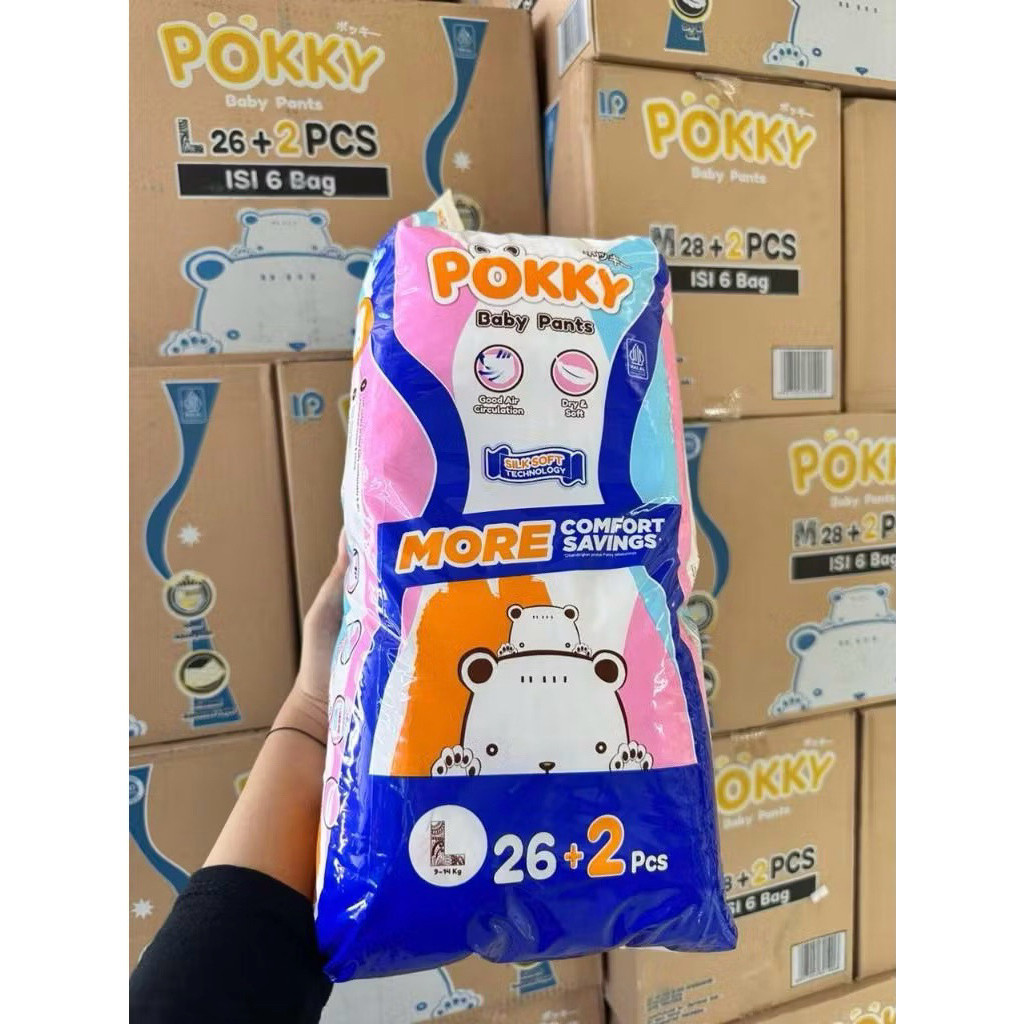 Pokky Pampers New Jumbo - Pack M L XL XXL - Pokky Pant- Popok Bayi - Diapers More Comfort Swing