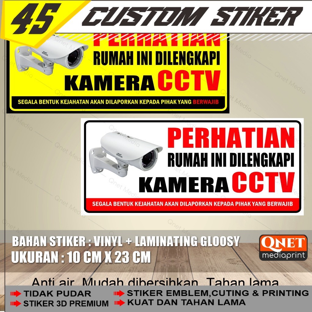 Stiker Cctv Rumah Vinyl Tahan Air + Laminasi