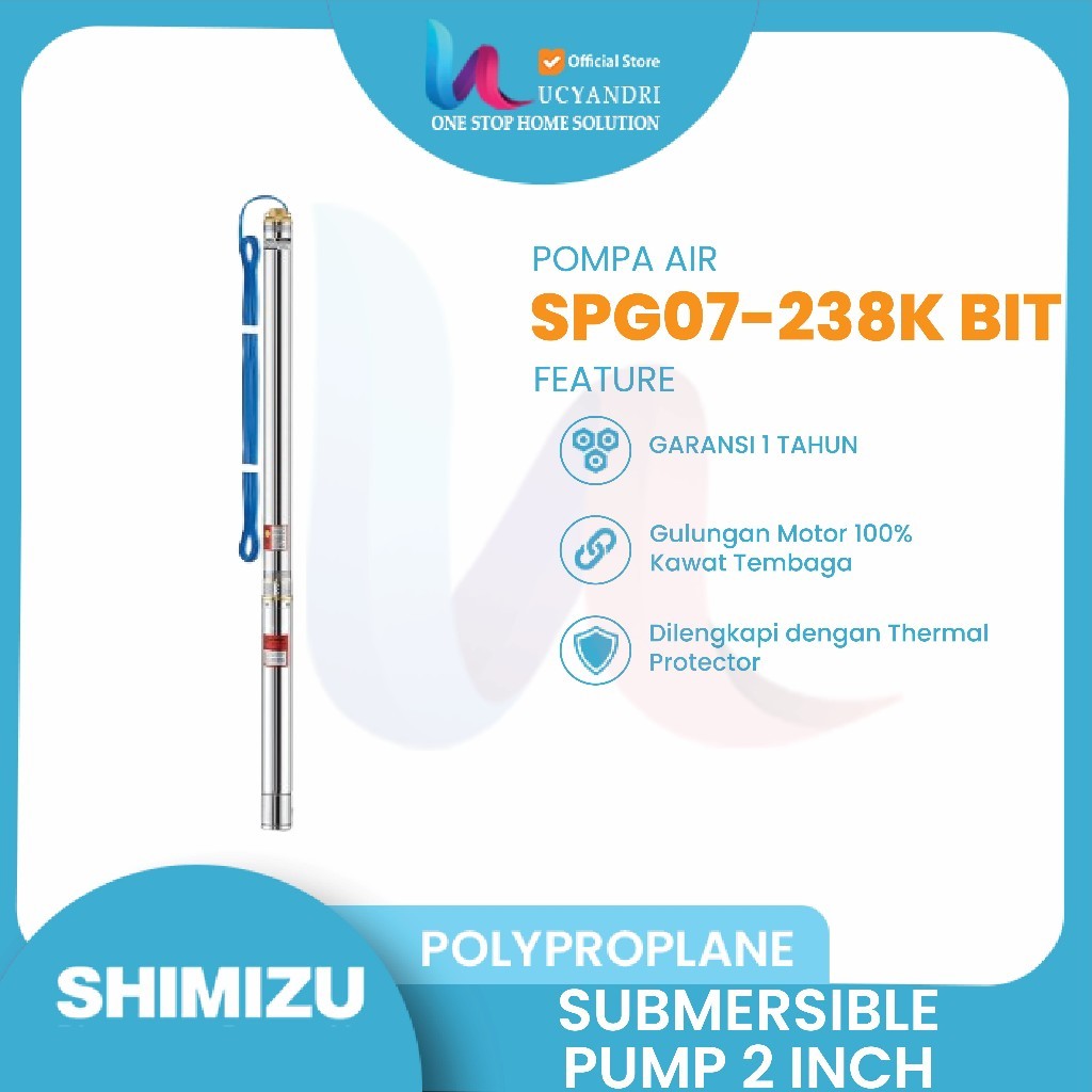 Pompa Air Satelit Shimizu SPG07-238K BIT 1/2 HP – Daya Dorong 30 Meter | Pompa Booster Rumah