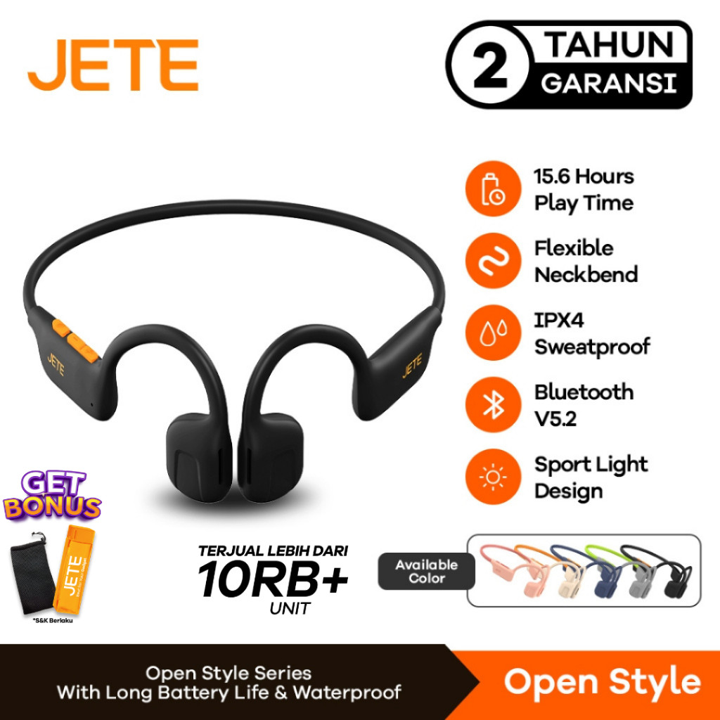 Headset Lari Bluetooth Open Ear JETE Open Style With IPX4 OpenStyle - Garansi Resmi 2 Tahun
