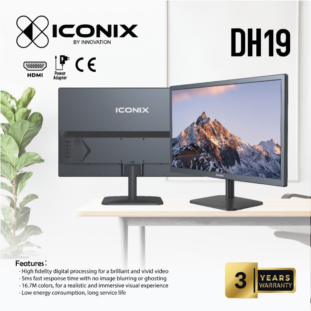 ICONIX Monitor LCD 19 / 22 Inch Cocok untuk Kantor & Gaming