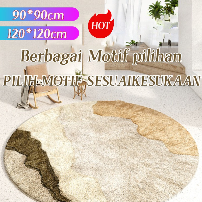 HFS168 LOKAL - Karpet Bulat Motif Diameter Karpet Bulat Aestetik /Karpet Bulat Modern