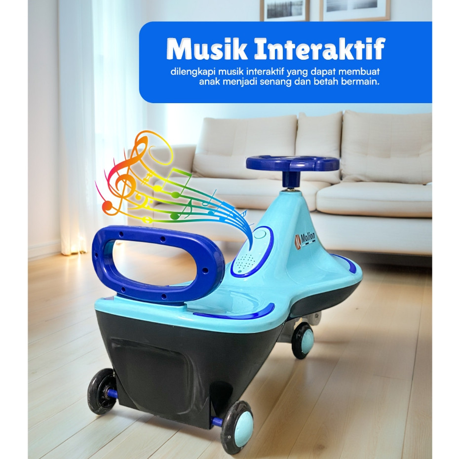Twist Car Anak M1801 – Mobil Mainan Swing Warna Biru, Ride-On Untuk Usia 2–6 Tahun