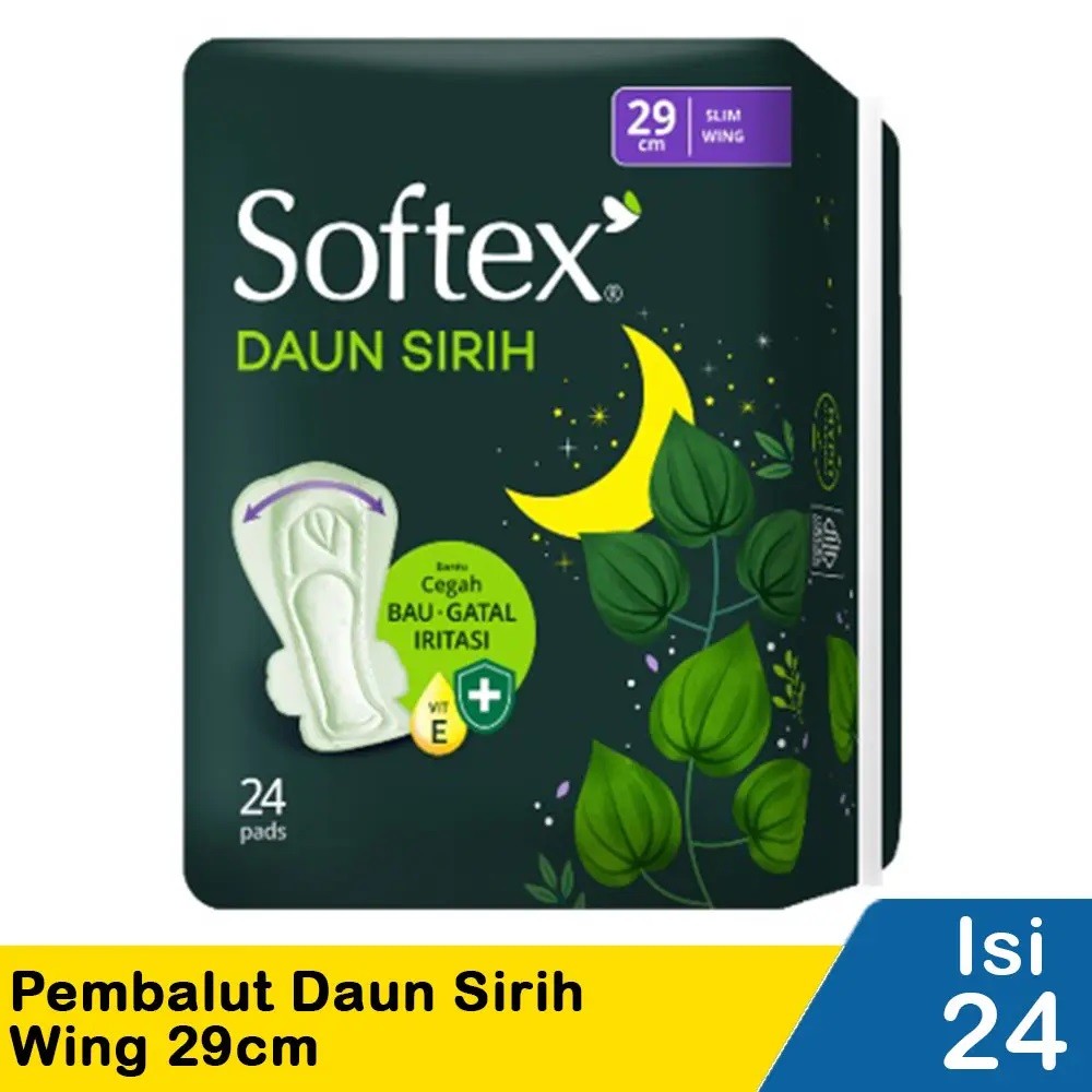 SOFTEX PEMBALUT DAUN SIRIH 24'S WING 29cm