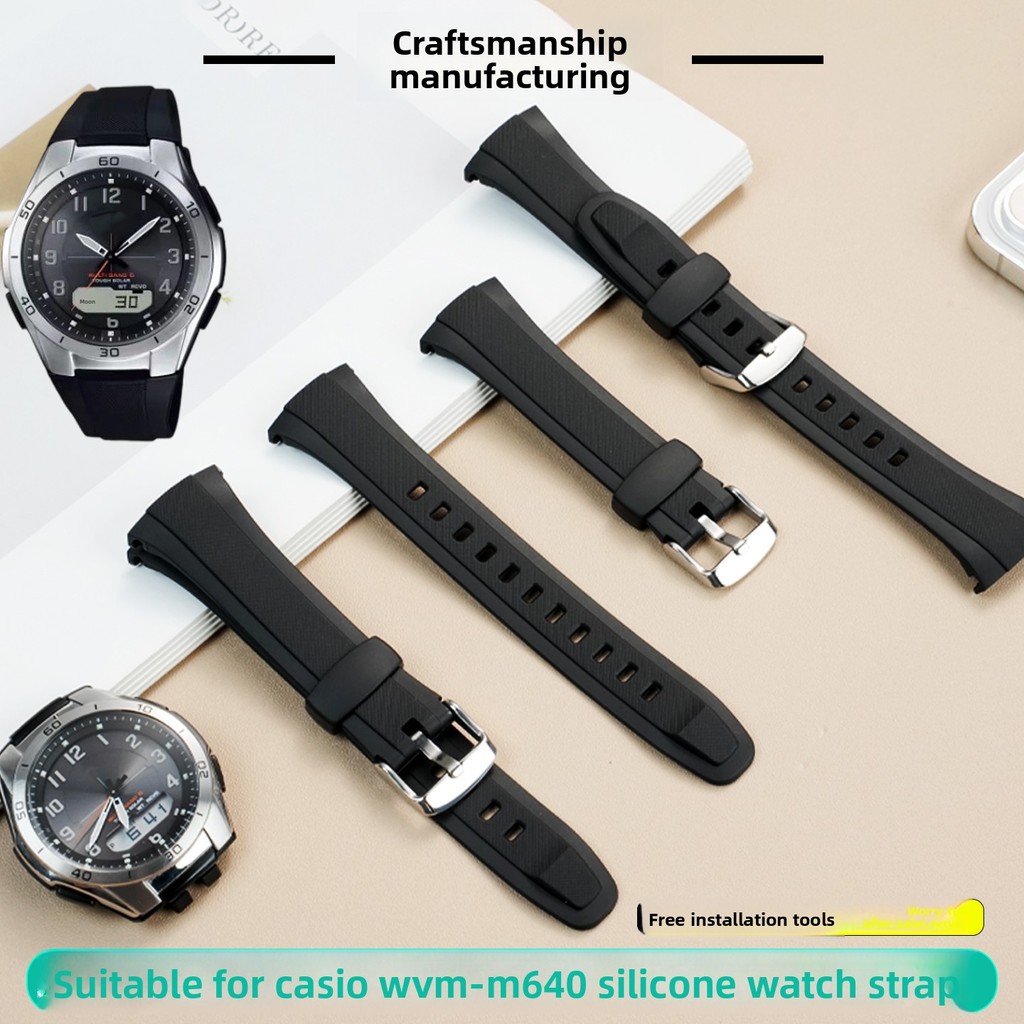 For Casio sport wat WVA-M640/WVA-M650/WVQ-M410 series Resin silicone strap men Soft Waterproof watba