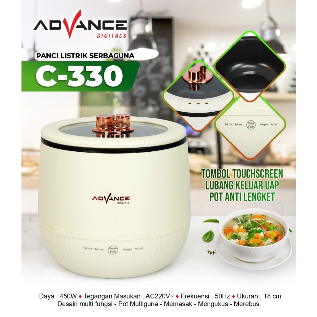 Rice cooker Mini / Panci Listrik serbaguna Advance C330 - 18 cm Advance