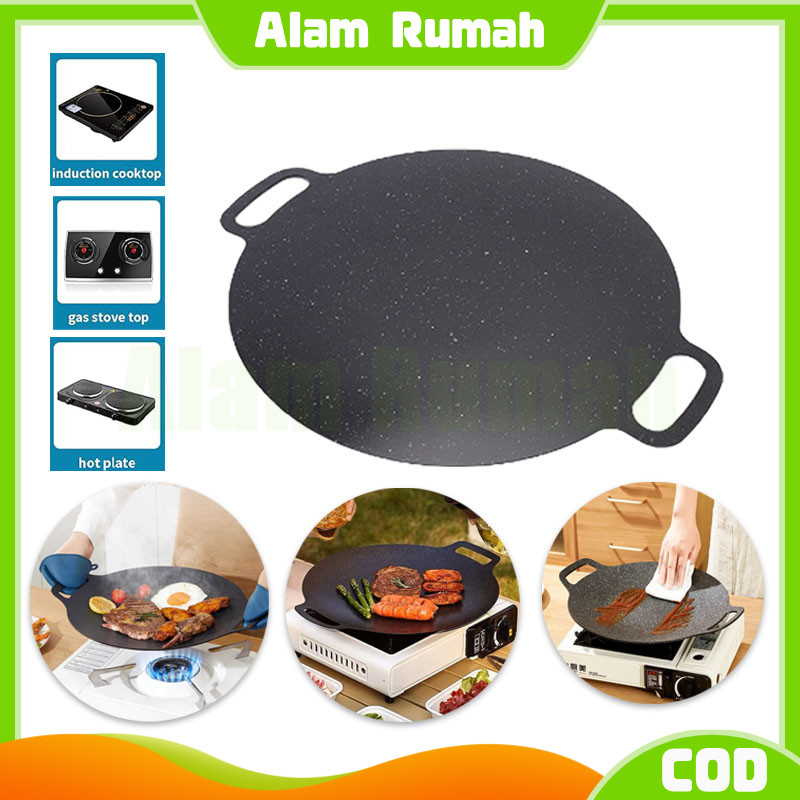 grill pan korean/bbq piring pemanggang baja 32/34/38cm/wajan bbq multi grill pan/