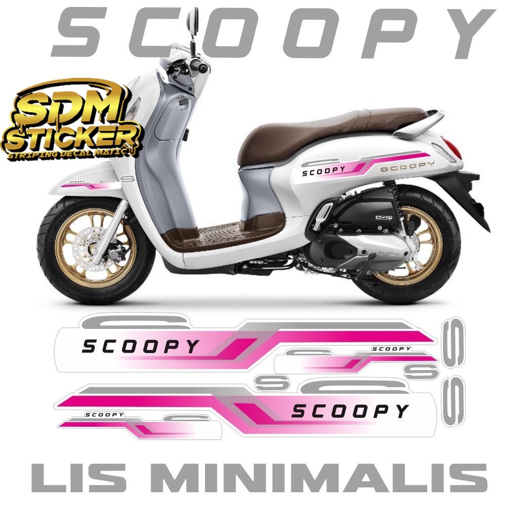 Striping Variasi Motor SCOOPY Lis Minimalis Pink Putih