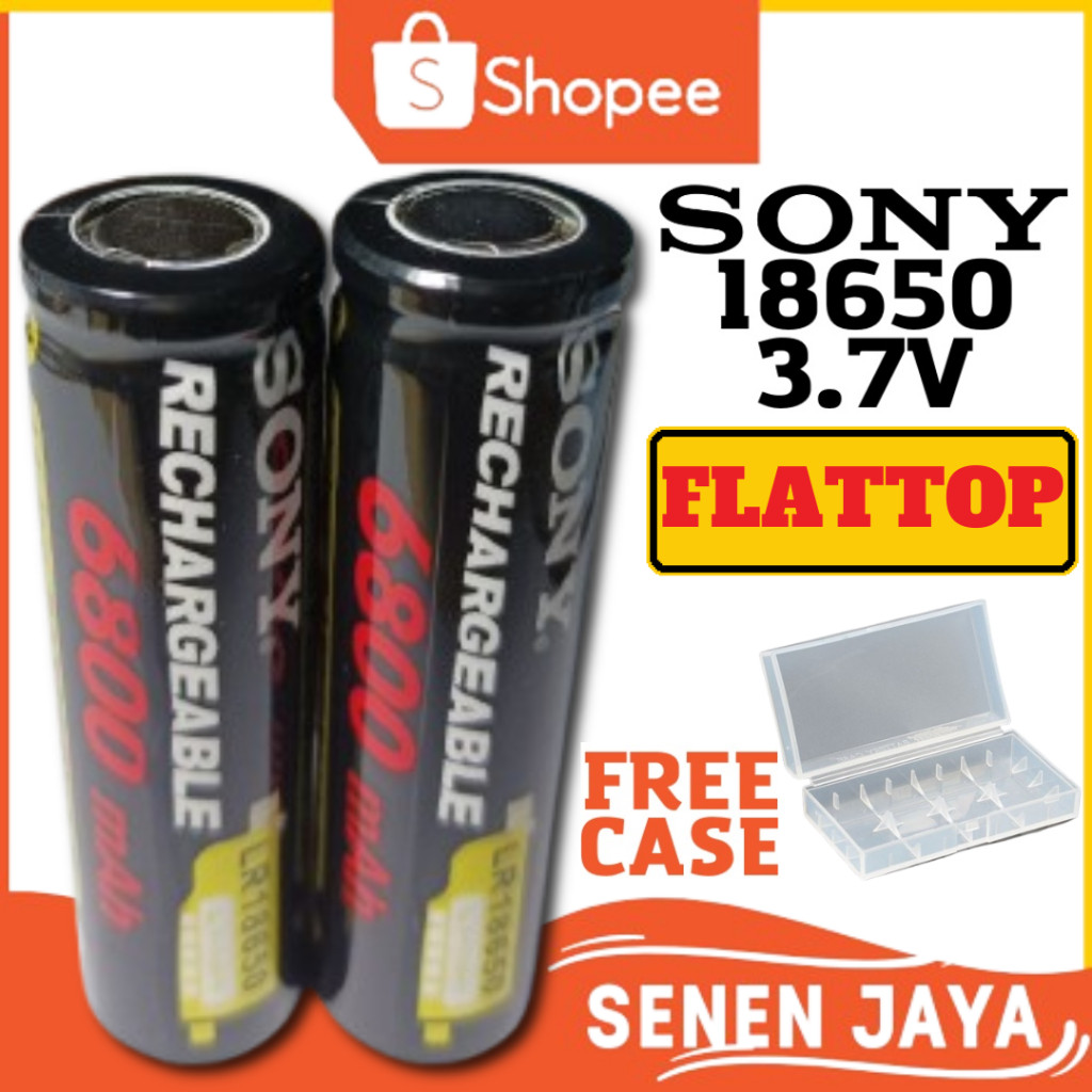 EKONOMIS 2 PCS Baterai 18650 3.7V Sony 6800 Flat Top Batre SONY 18650 3.7 Volt 6800 mAh ORIGINAL